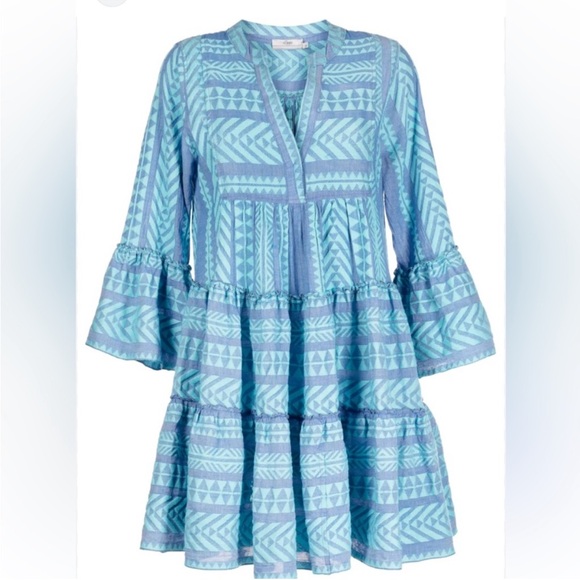 Devotion TWINS Blue Patterned Mini Dress - Picture 1 of 13